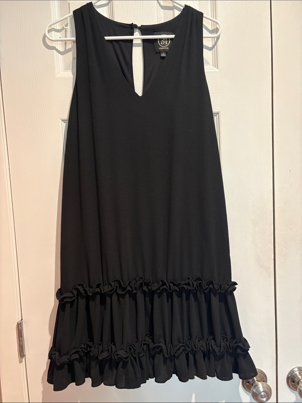 Sage Collective Black Ruffled Hem Sleeveless Dress - Size 6